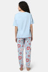 Rosaline Sugar Rush Knit Cotton Pyjama Set - Harbor Blue — thumbnail 3